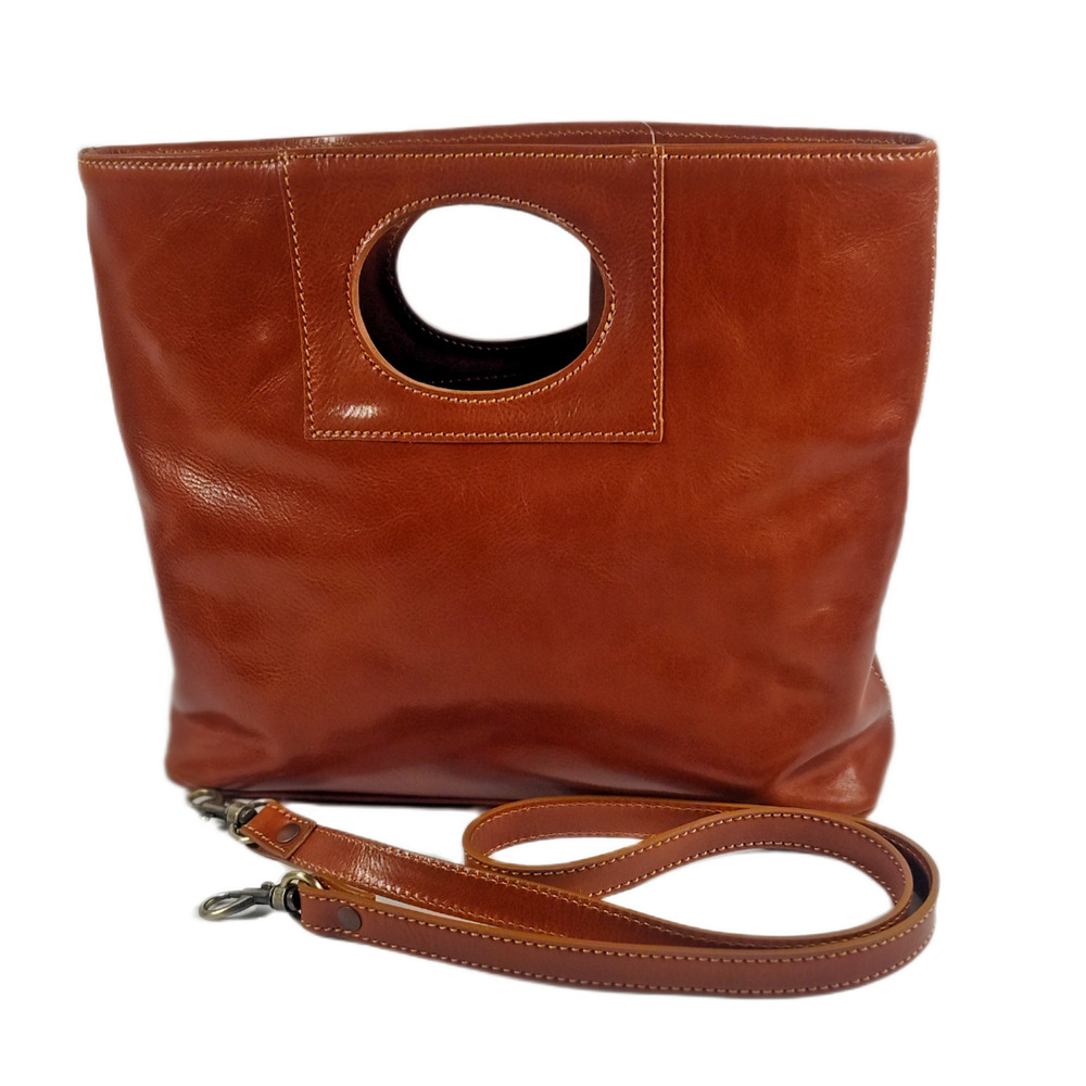 Charlie Leather Clarissa Cognac/Tan/Brown Medium Shoulder Bag/Handle Bag -NWT